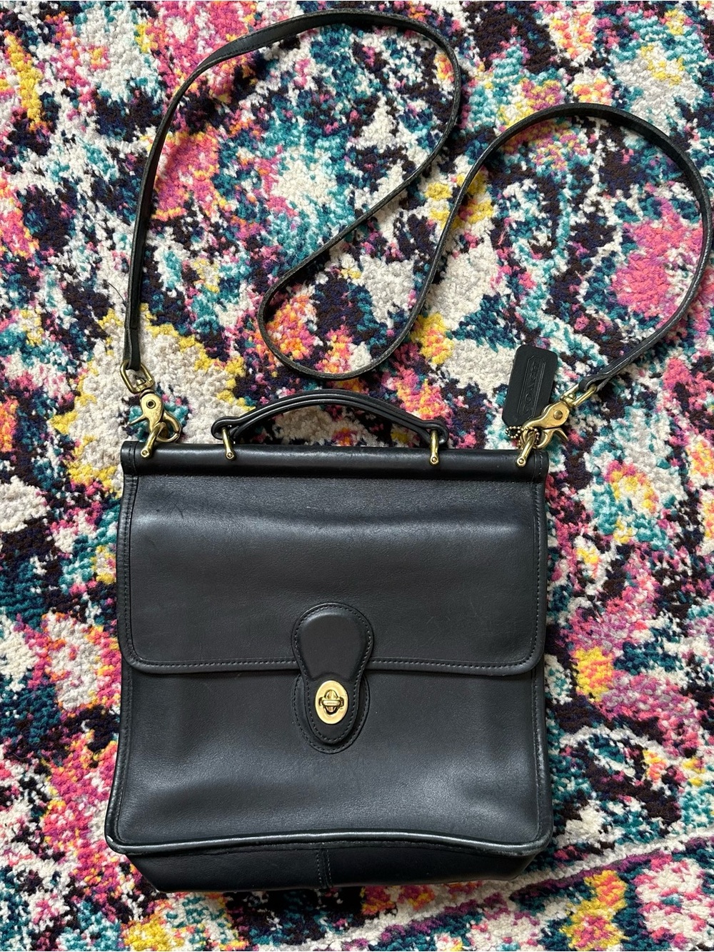 Coach Vintage Willis Leather Purse Removable Strap Black 9927